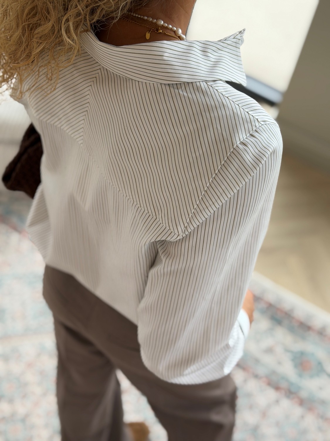 Selected Femme Romie LS Relaxed Shirt Avocado Oil/Stripe – Stripete Skjorte