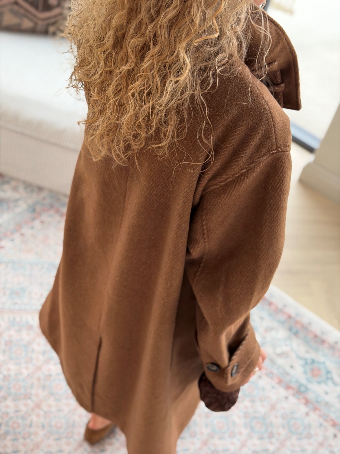 My Essential Wardrobe Baratti Coat Toffee Melange – Lang brun kåpe i ullblanding