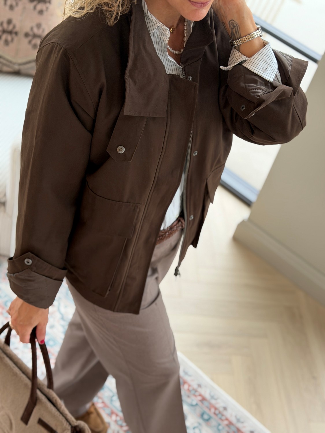My Essential Wardrobe Lyon Short Jacket Demitasse – Kort brun ytterjakke med stående krage