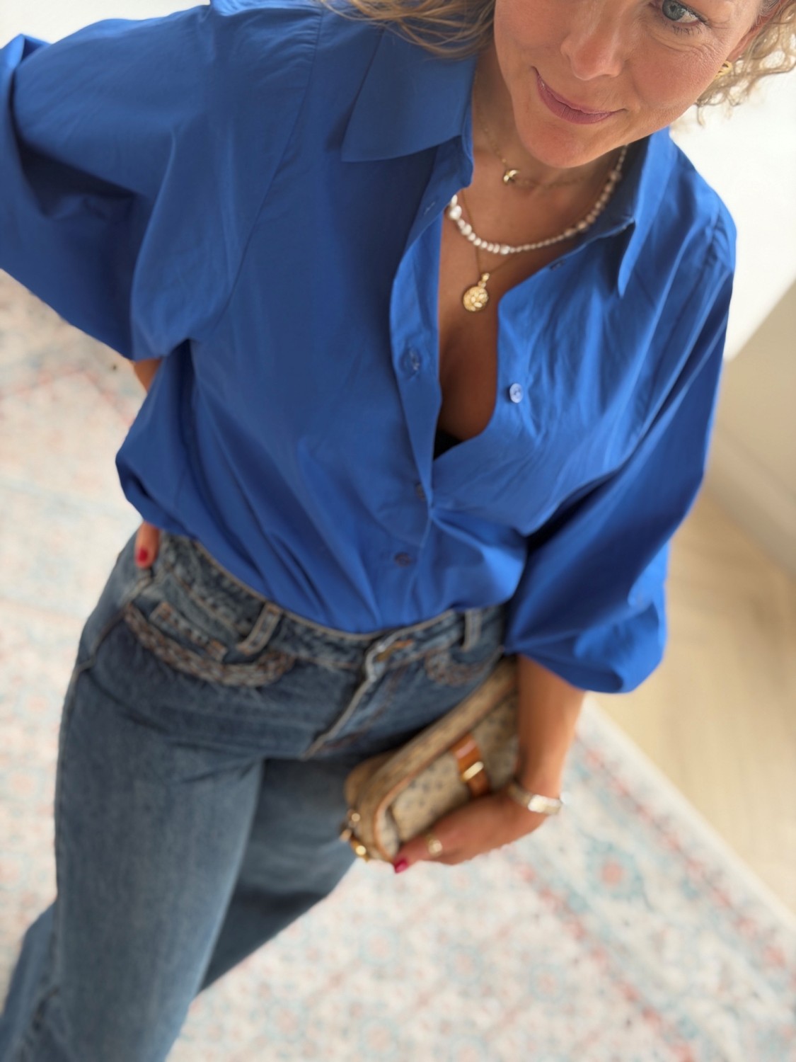My Essential Wardrobe Sunna Balloon Sleeve Shirt Beaucoup Blue – Blå skjorte med ballongermer