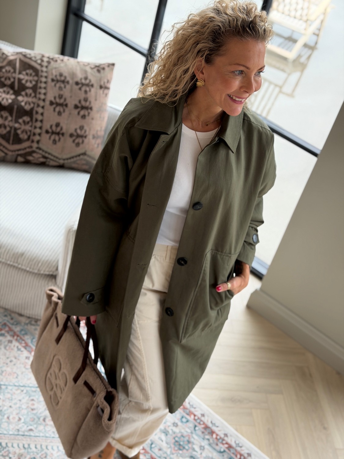 My Essential Wardrobe MWLyon Coat Olive Night – Oversized kåpe i bomullsblanding