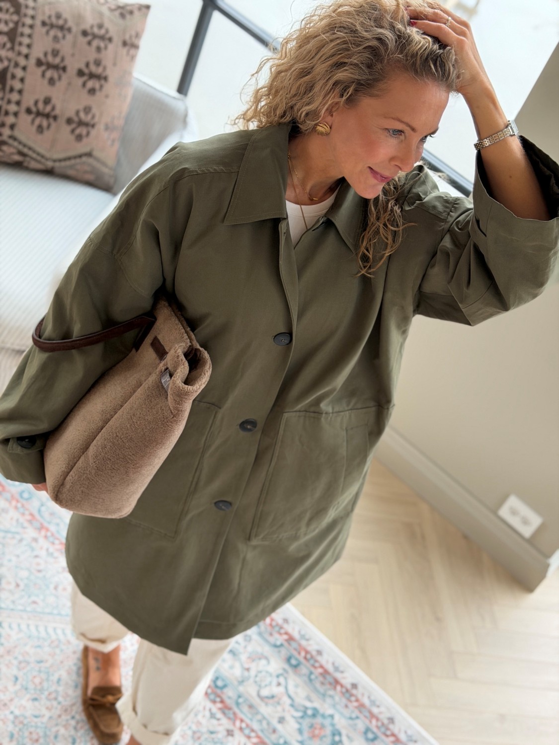 My Essential Wardrobe MWLyon Coat Olive Night – Oversized kåpe i bomullsblanding
