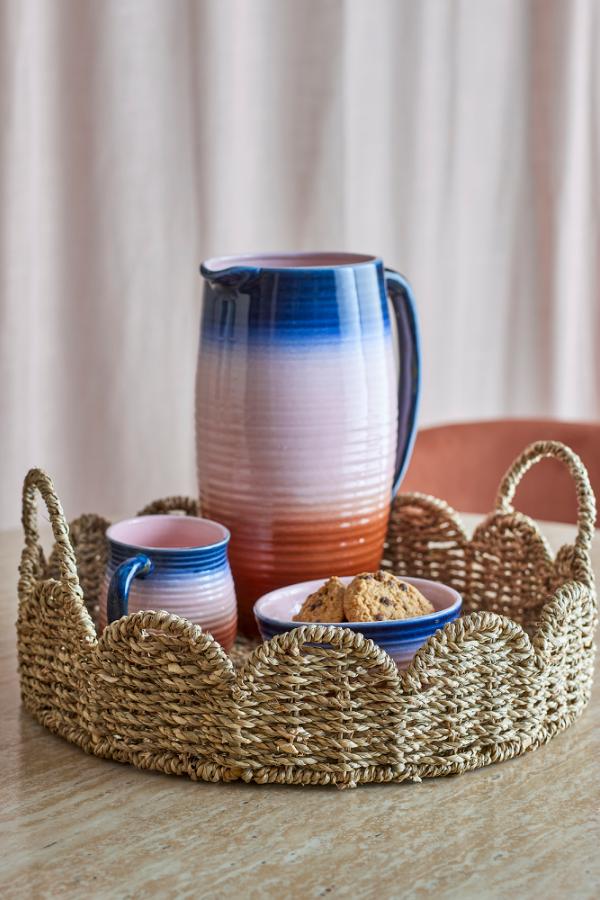 Bloomingville Brea Serveringsfat Natur/Sjøgress Ø35 H14,5cm