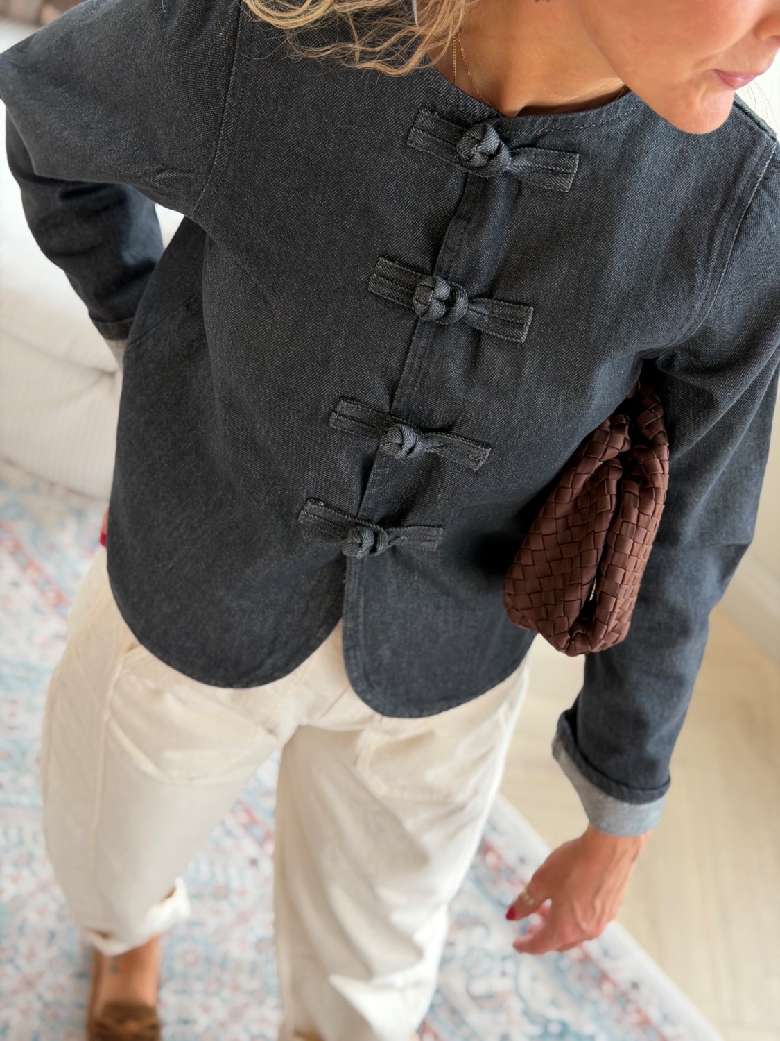 Selected Femme Bara-Bora Denim Shirt Dark Grey Denim – Denimjakke med døffelknepping