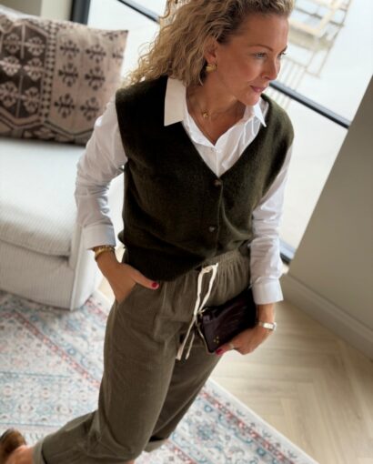 Grace & Mila Nars Kaki – Strikket vest med mohair og ull