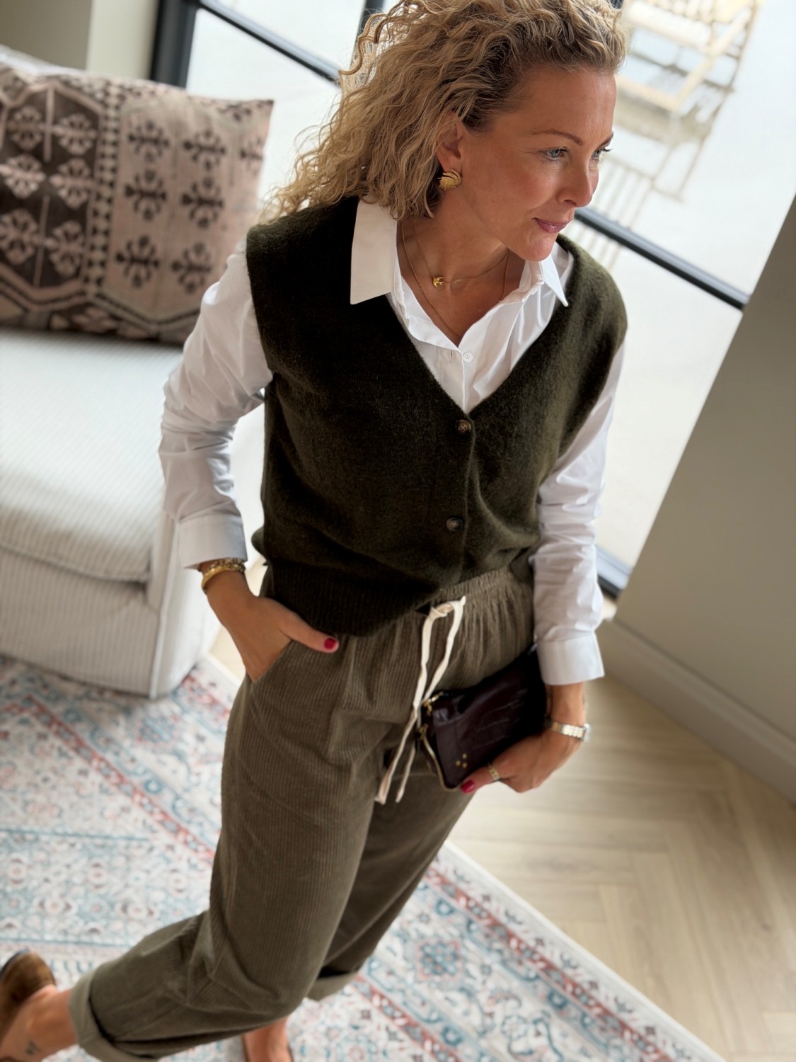 Grace & Mila Nars Kaki – Strikket vest med mohair og ull