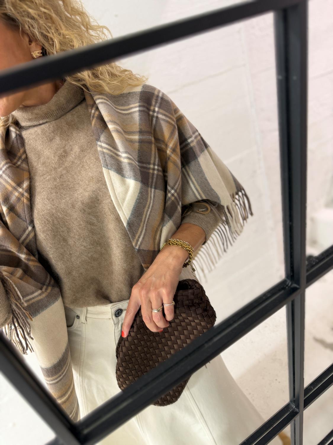 Endless Paris Echarpe Taupe - Ullskjerf/sjal med frynser