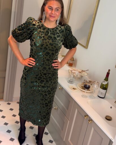 Y.A.S Sofie Sequin Midi Dress Chive – Grønn paljettkjole til fest