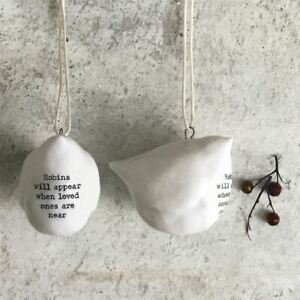 East of India Porcelain Hanger Robin Julepynt