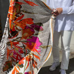 Multicolour Scarf 128X120 Orange/Green/Pink Combo