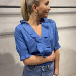 Six Ames Julie Solid Blouse River Blue