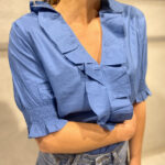 Six Ames Julie Solid Blouse River Blue
